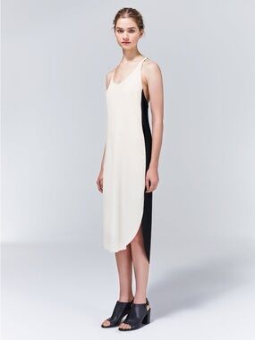 Wilfred Two-Tone Cream and Black Midi Slip Dress